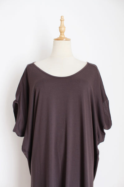 UNIQLO T-SHIRT DRESS BROWN - SIZE M