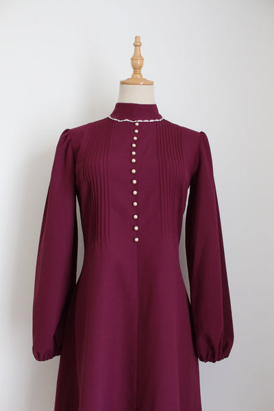 VINTAGE HIGH COLLAR DRESS PURPLE - SIZE 6