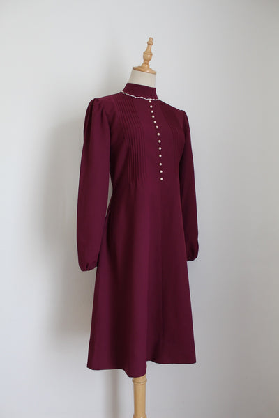 VINTAGE HIGH COLLAR DRESS PURPLE - SIZE 6
