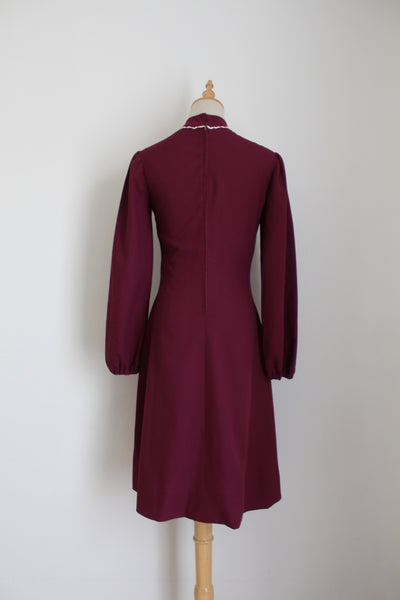 VINTAGE HIGH COLLAR DRESS PURPLE - SIZE 6