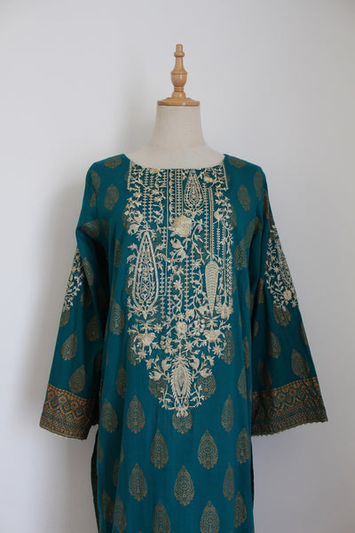 BIN SAEED COTTON EMBROIDERY KAFTAN TOP - SIZE 10