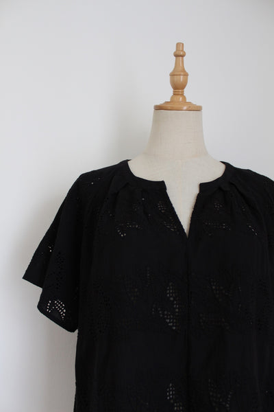 TRENERY BRODERIE SHIRT BLACK - SIZE L