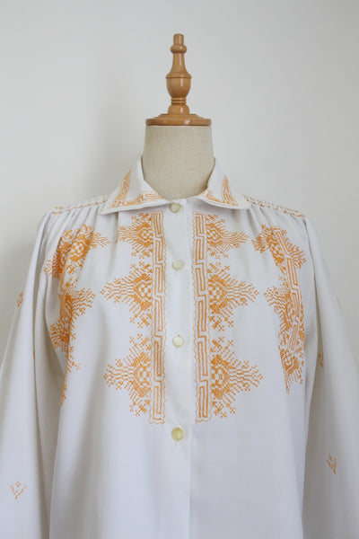VINTAGE EMBROIDERY LONG SLEEVE SHIRT - SIZE 10