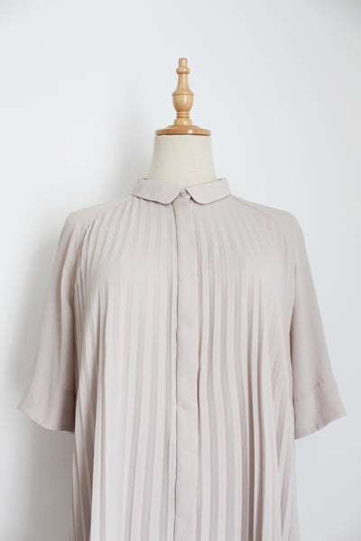 COS PLEATED SHIRT DRESS CREAM - SIZE 10