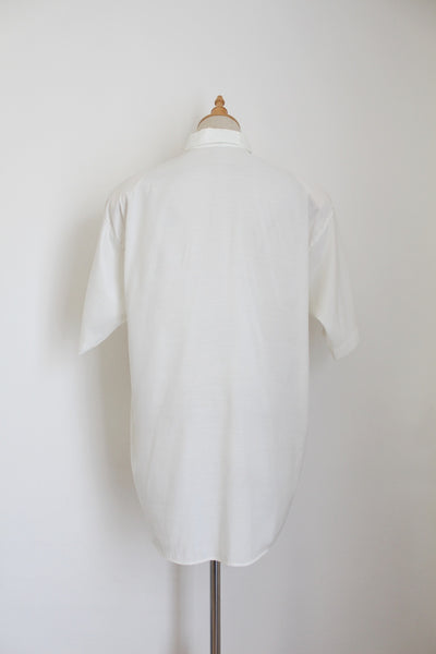 VINTAGE THAI SILK BEADED SHIRT WHITE - SIZE 12