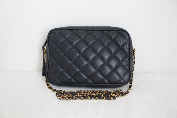 GENUINE LEATHER VINTAGE QUILTED BAG NAVY