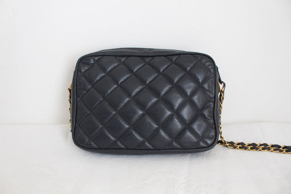 GENUINE LEATHER VINTAGE QUILTED BAG NAVY