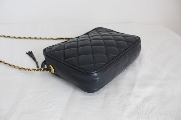 GENUINE LEATHER VINTAGE QUILTED BAG NAVY