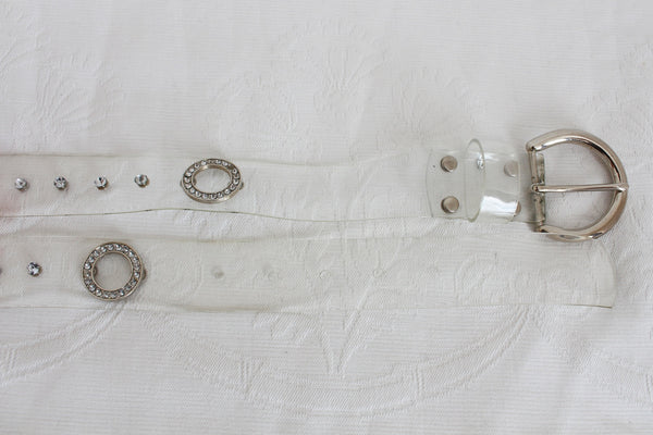 VINTAGE CLEAR PVC DIAMANTE BELT