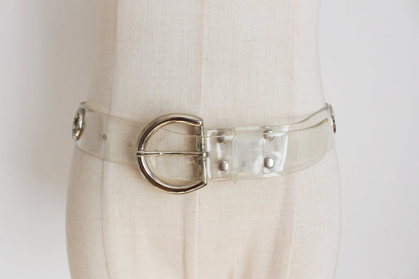 VINTAGE CLEAR PVC DIAMANTE BELT