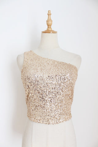 SISSY BOY SEQUIN ONE SHOULDER TOP - SIZE XS