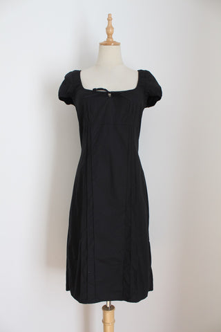 CAMAIEU TIE FRONT FITTED DRESS BLACK - SIZE 10