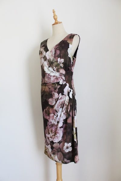 PHASE EIGHT FLORAL WRAP DRESS - SIZE 12