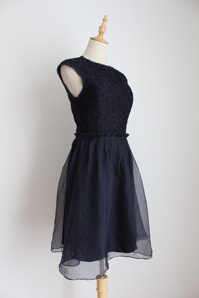 TED BAKER SILK LACE DRESS NAVY - SIZE 6