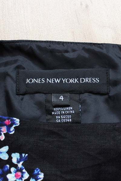 JONES NEW YORK LINEN SHIFT DRESS BLACK - SIZE 6