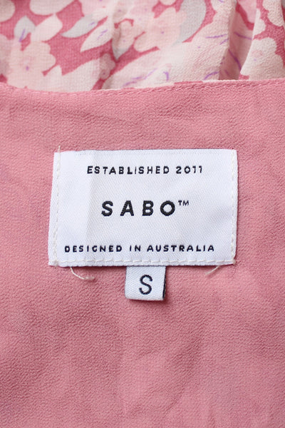 SABO FLORAL RUCHED DRESS PINK - SIZE S