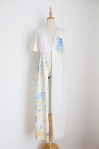 VINTAGE FLORAL WRAP COVER-UP WHITE - SIZE S/M