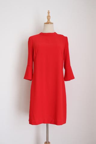 H&M FLARED SLEEVE DRESS RED - SIZE 8