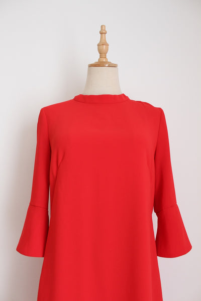 H&M FLARED SLEEVE DRESS RED - SIZE 8