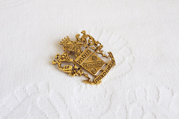 PAOLO GUCCI VINTAGE GOLD TONE BROOCH
