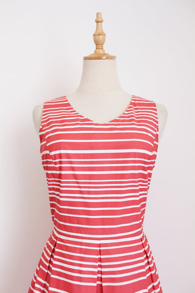 POETRY STRIPE A-LINE DRESS CORAL - SIZE 6