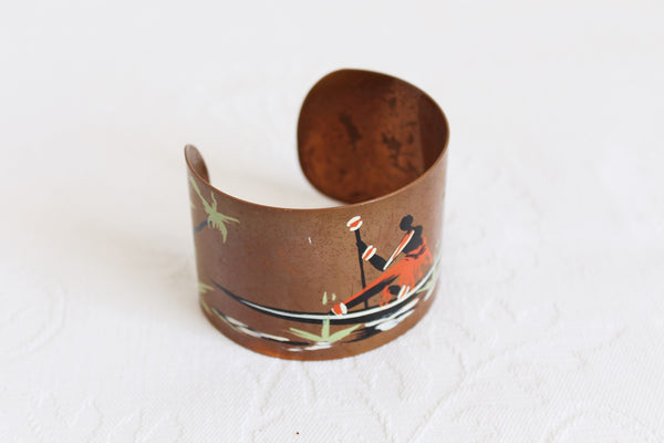 VINTAGE HAND PAINTED COPPER CUFF BANGLE