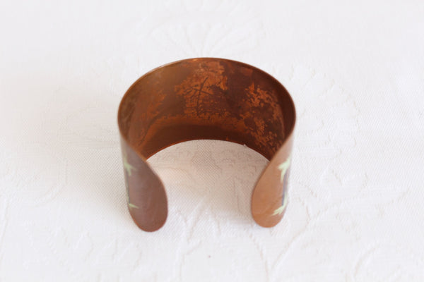 VINTAGE HAND PAINTED COPPER CUFF BANGLE