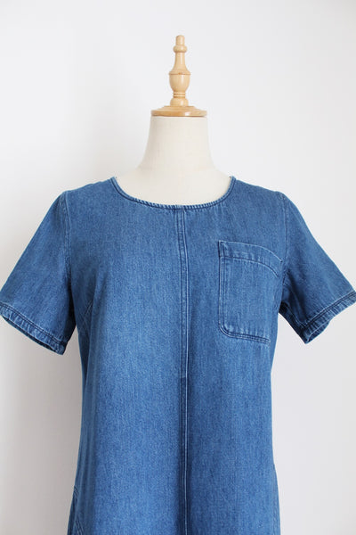 FATFACE DENIM SHIFT DRESS BLUE - SIZE 8