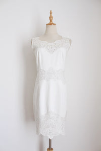 KAREN MILLEN LACE FITTED DRESS WHITE - SIZE 8