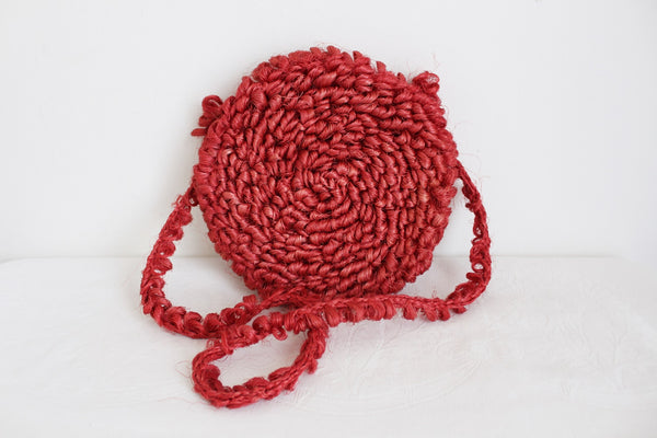 VINTAGE WOVEN RAFFIA BAG RED