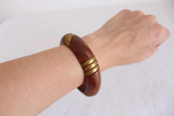 VINTAGE WOODEN BRASS INLAY BANGLE