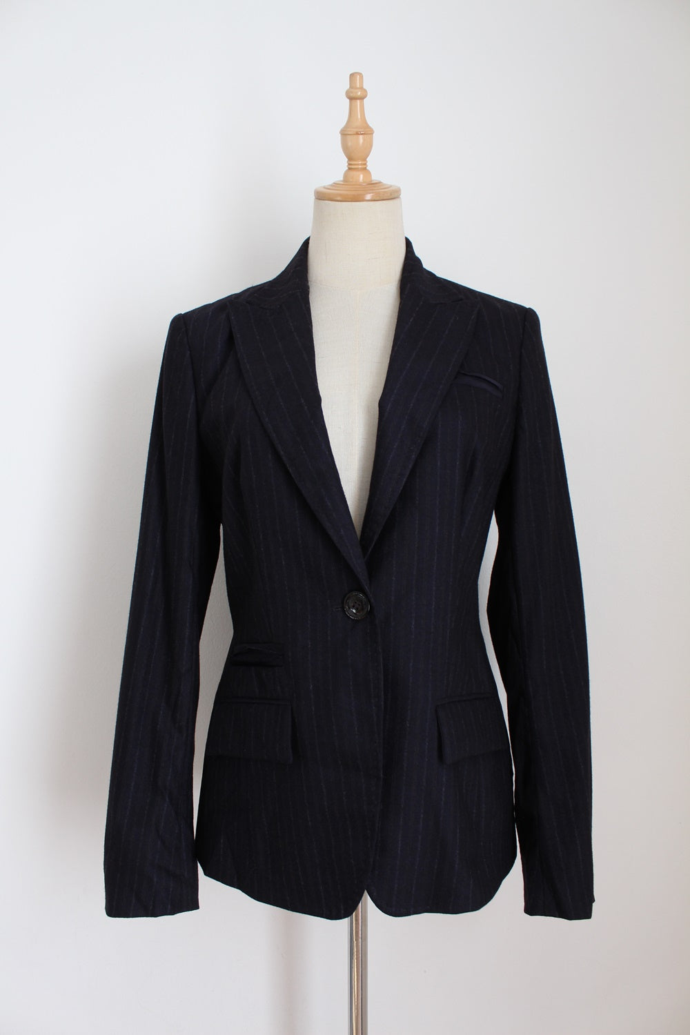 MARC CAIN WOOL PINSTRIPE BLAZER - SIZE 8