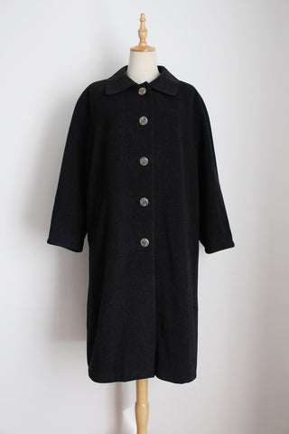 VINTAGE AUSTRIAN LODEN COAT GREY - SIZE 16