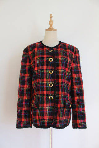 GERRY WEBER VINTAGE TARTAN JACKET - SIZE 12