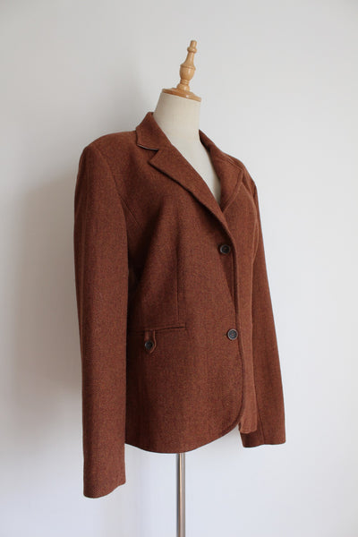 BRIGITTE VON BOCH TWEED WOOL BLAZER - SIZE 16