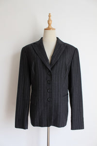 GERRY WEBER WOOL PINSTRIPE BLAZER GREY - SIZE 10