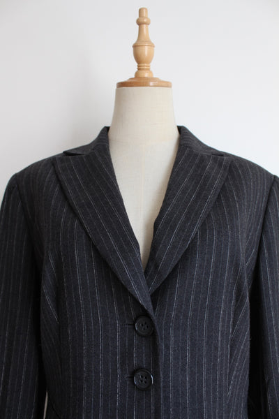 GERRY WEBER WOOL PINSTRIPE BLAZER GREY - SIZE 10