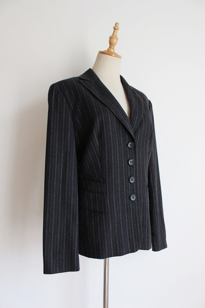 GERRY WEBER WOOL PINSTRIPE BLAZER GREY - SIZE 10