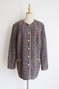 ATELIER GJ VINTAGE BOUCLE KNIT JACKET - SIZE 16