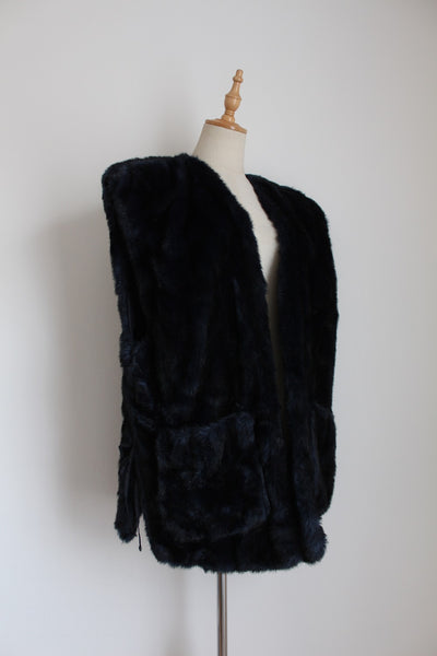 NIEDIECK JOLIPEL FAUX FUR GILET MIDNIGHT - SIZE XL