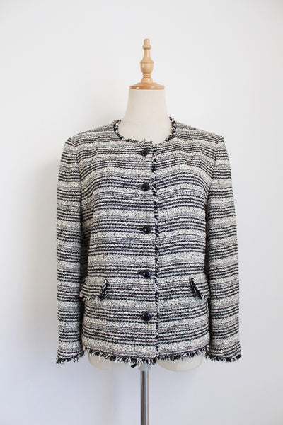 GERARD DAREL TWEED JACKET BLACK WHITE - SIZE 12