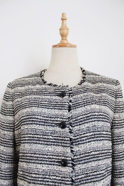 GERARD DAREL TWEED JACKET BLACK WHITE - SIZE 12