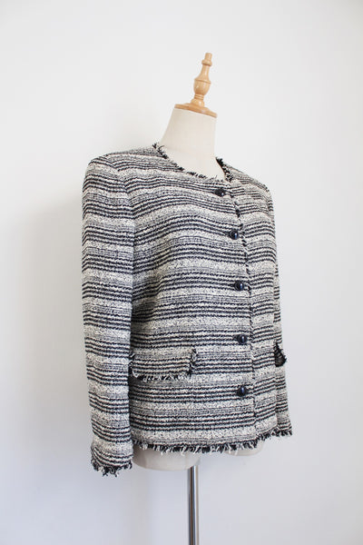 GERARD DAREL TWEED JACKET BLACK WHITE - SIZE 12