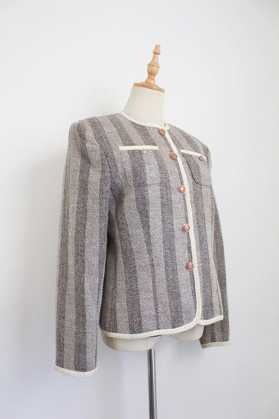 CARDUCCI VINTAGE STRIPE JACKET BEIGE - SIZE 8