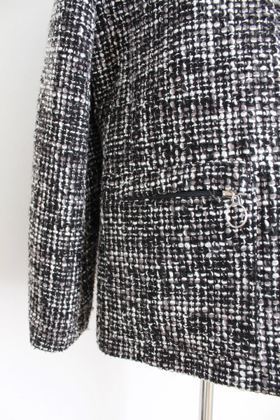 FRINGED KNIT JACKET GREY - SIZE 12