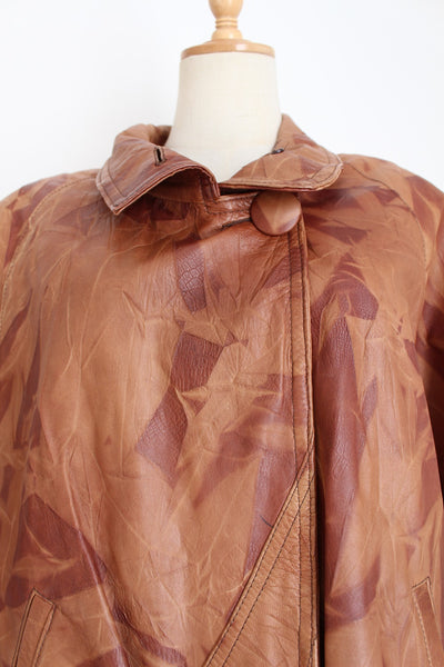 VINTAGE GENUINE LEATHER DISTRESSED JACKET - SIZE 10