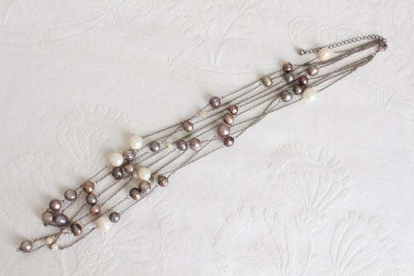 FRESHWATER PEARL CHAIN MULTI STRAND NECKLACE