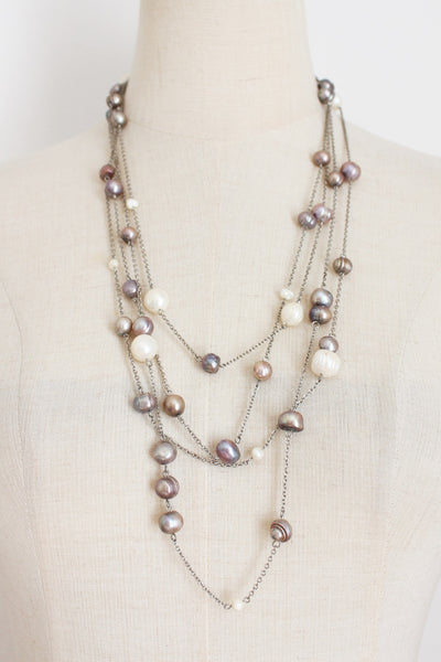 FRESHWATER PEARL CHAIN MULTI STRAND NECKLACE