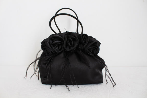 VINTAGE SATIN OSTRICH FEATHER EVENING BAG