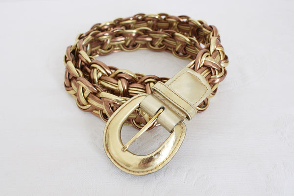 VINTAGE WOVEN COSTUME BELT GOLD